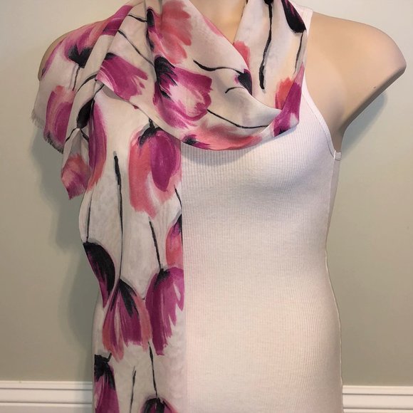 Talbots Accessories - TALBOT'S Pink Tulip Silk Chiffon Scarf 8" x 70"